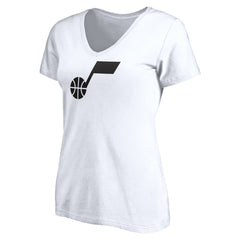 White Utah Jazz Women's Primary Team Logo V-Neck T-Shirt | NBA