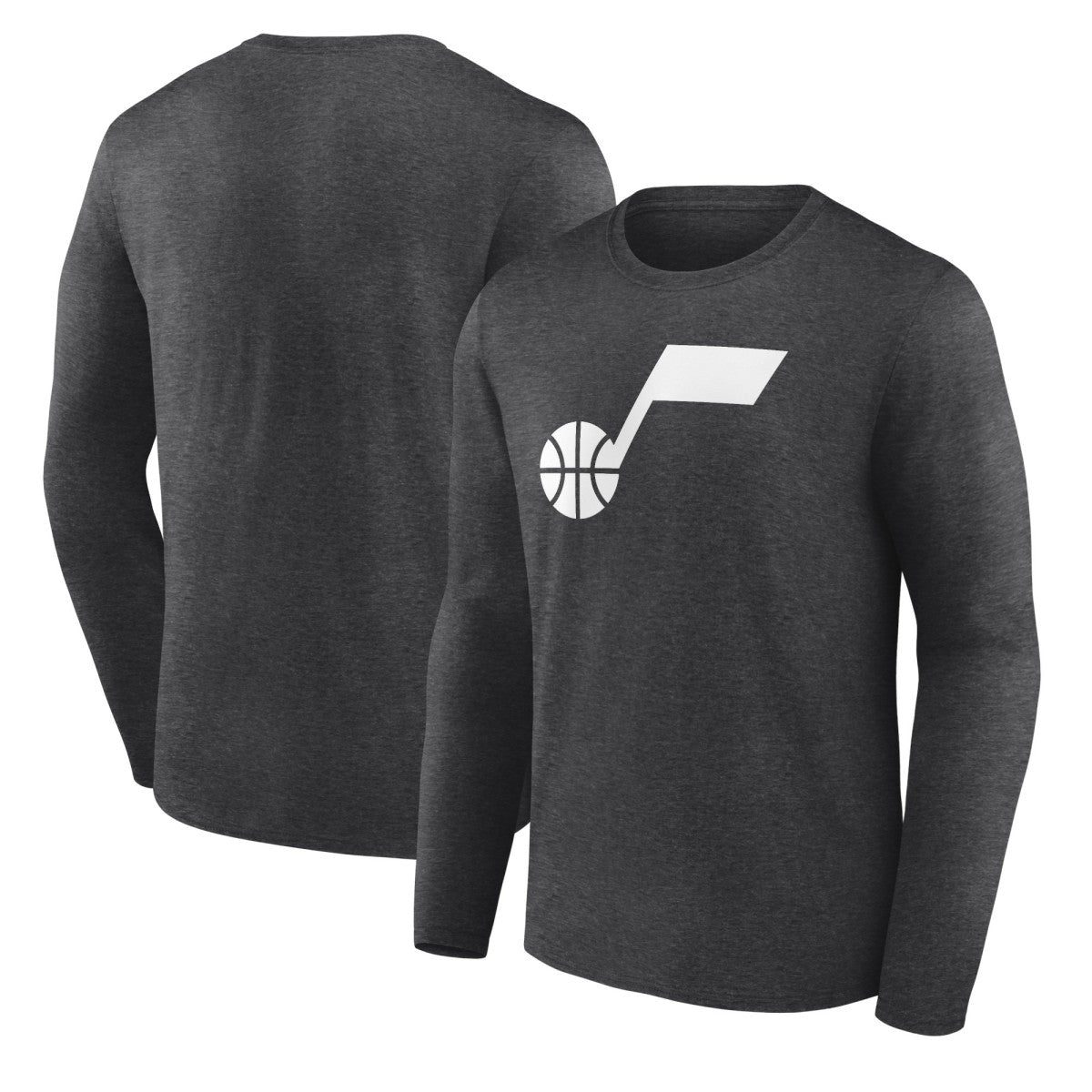 Heathered Charcoal Utah Jazz Primary Logo Team Long Sleeve T-Shirt | NBA