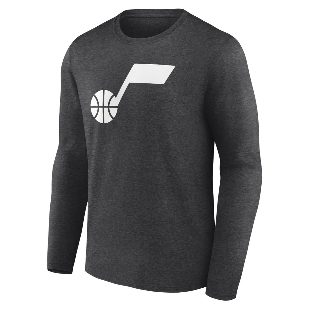 Heathered Charcoal Utah Jazz Primary Logo Team Long Sleeve T-Shirt | NBA