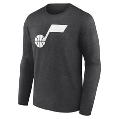 Heathered Charcoal Utah Jazz Primary Logo Team Long Sleeve T-Shirt | NBA