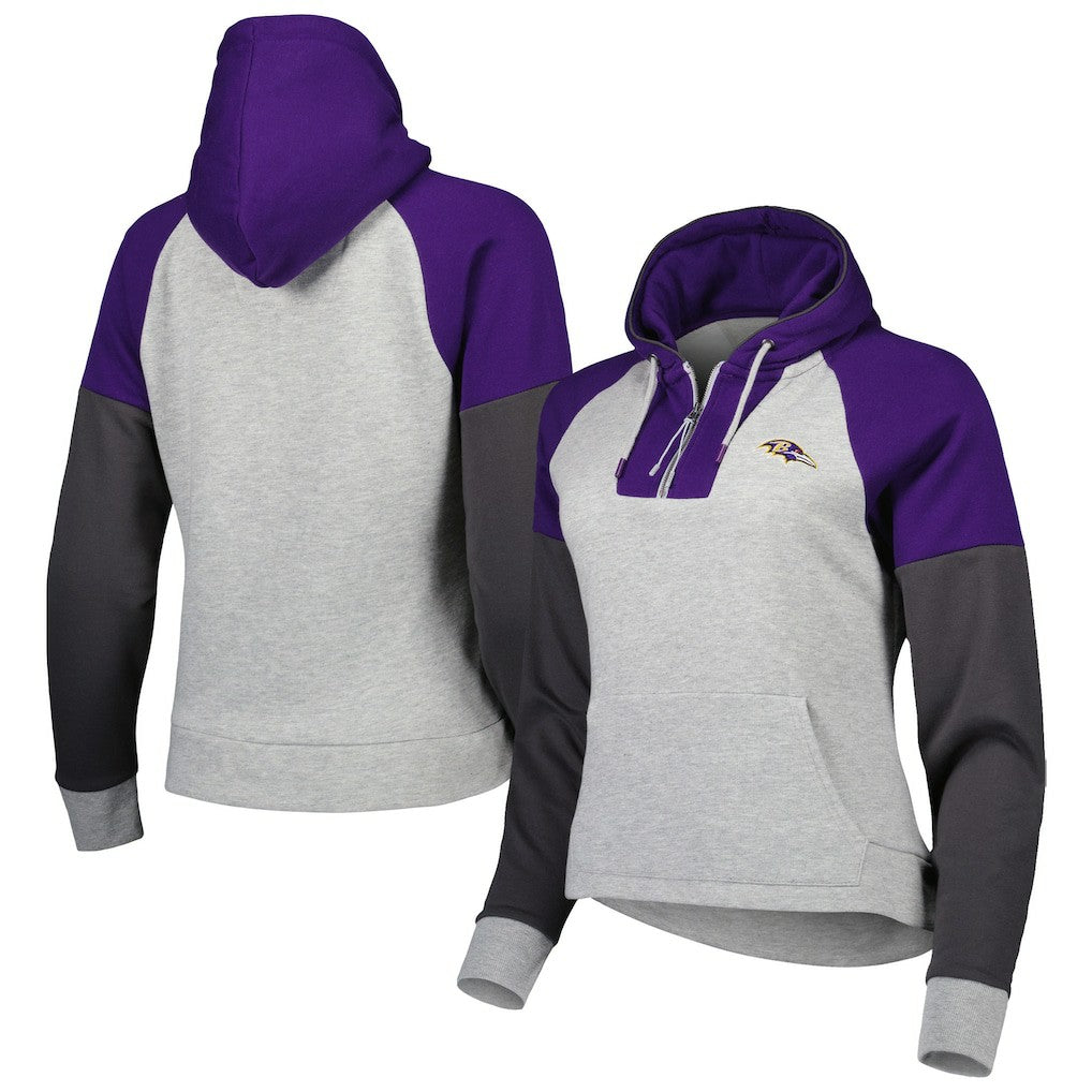 Baltimore Ravens Antigua Women's Lightweight Jackpot Raglan Half-Zip Pullover Hoodie | NFL US