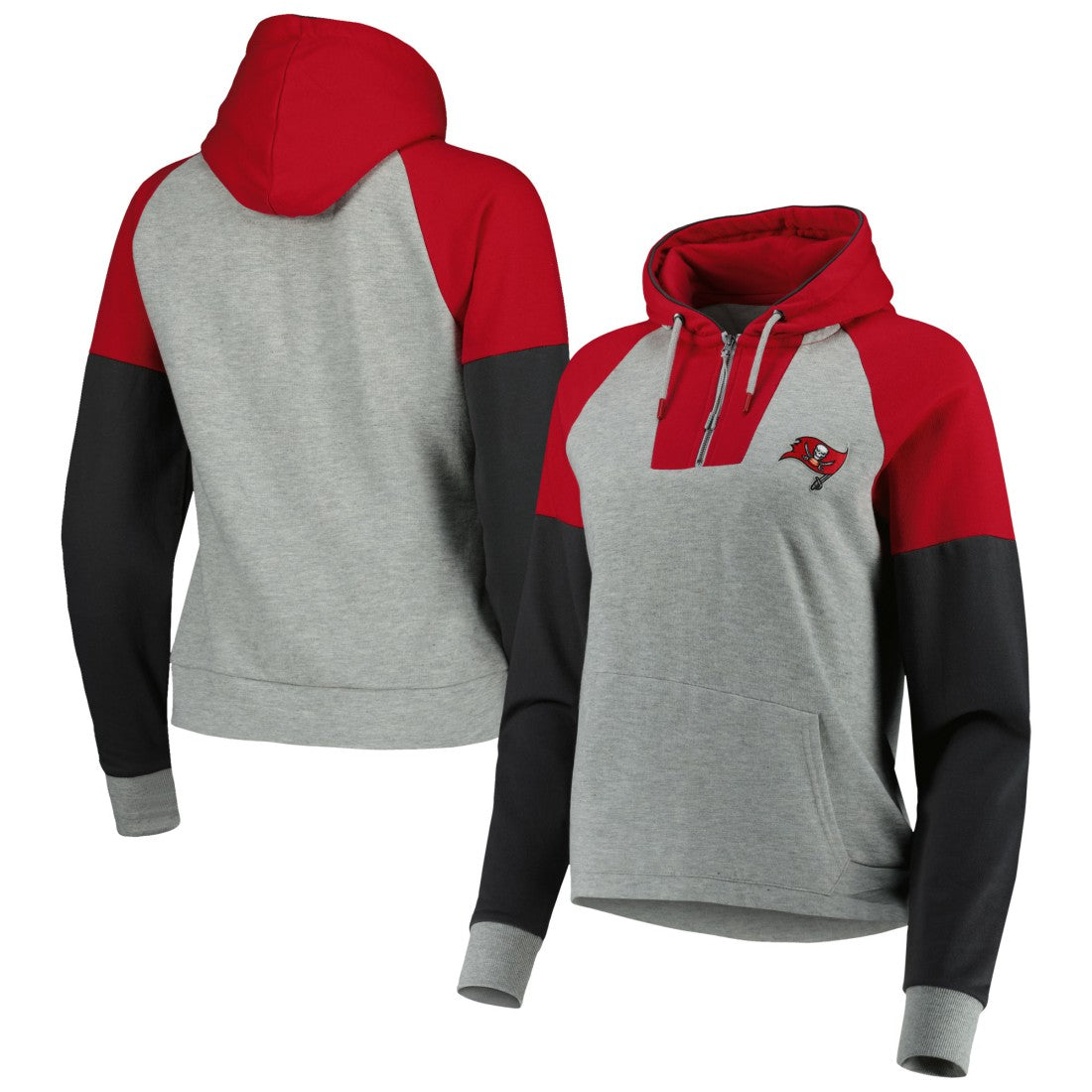 Tampa Bay Buccaneers Antigua Women's Lightweight Jackpot Raglan Half-Zip Pullover Hoodie | NFL US