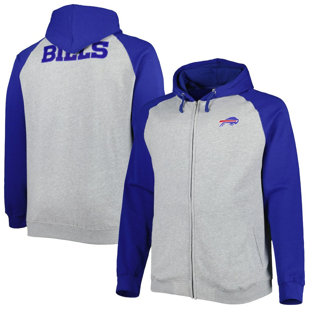 Buffalo Bills Big & Tall Fleece Raglan Full-Zip Hoodie Jacket | NFL Sale