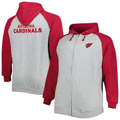 Arizona Cardinals Big & Tall Fleece Raglan Full-Zip Hoodie Jacket | NFL New
