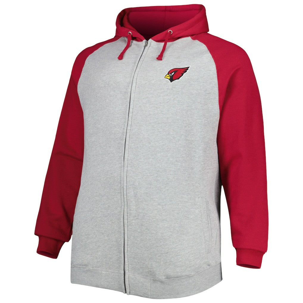 Arizona Cardinals Big & Tall Fleece Raglan Full-Zip Hoodie Jacket | NFL New