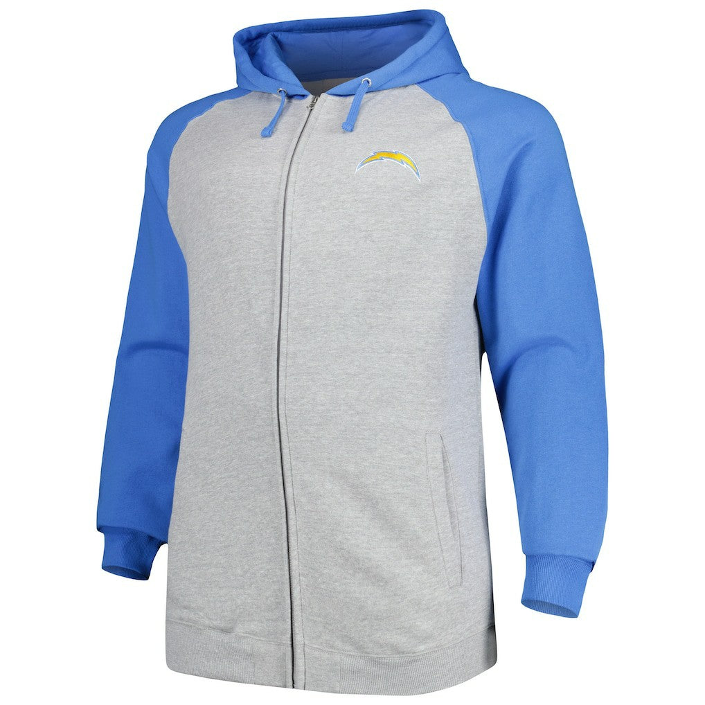 Los Angeles Chargers Big & Tall Fleece Raglan Full-Zip Hoodie Jacket | NFL US