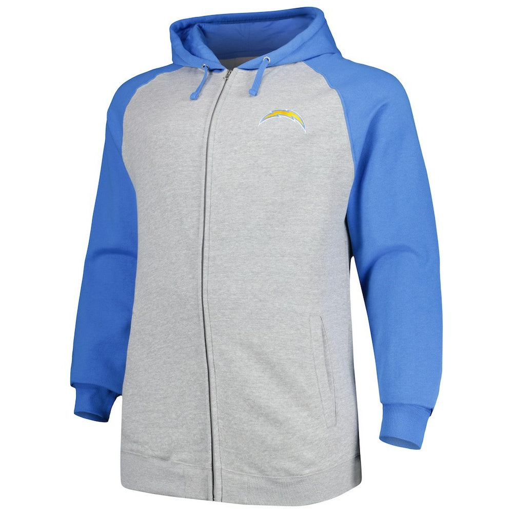 Los Angeles Chargers Big & Tall Fleece Raglan Full-Zip Hoodie Jacket | NFL US