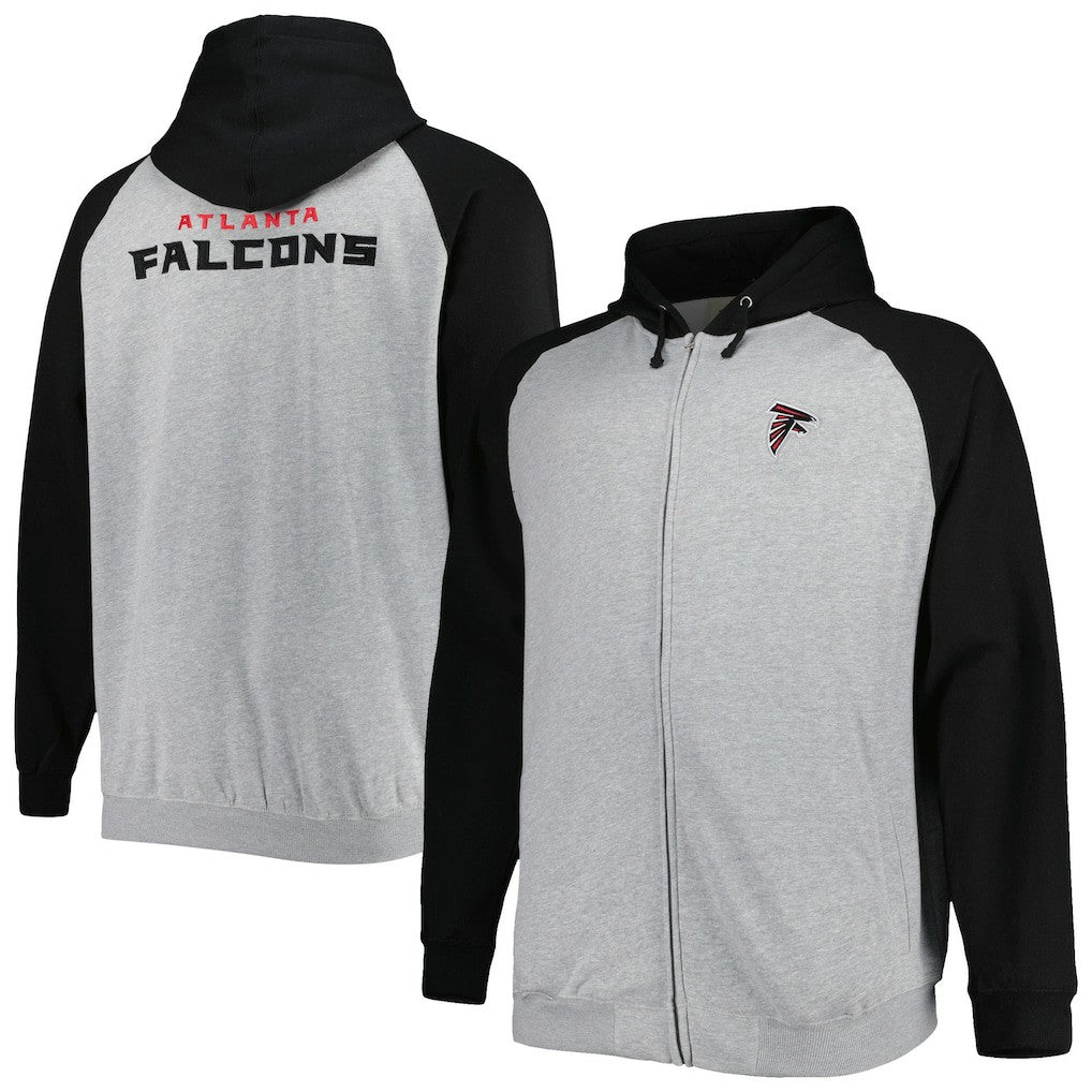 Atlanta Falcons Big & Tall Fleece Raglan Full-Zip Hoodie Jacket | NFL Outlet