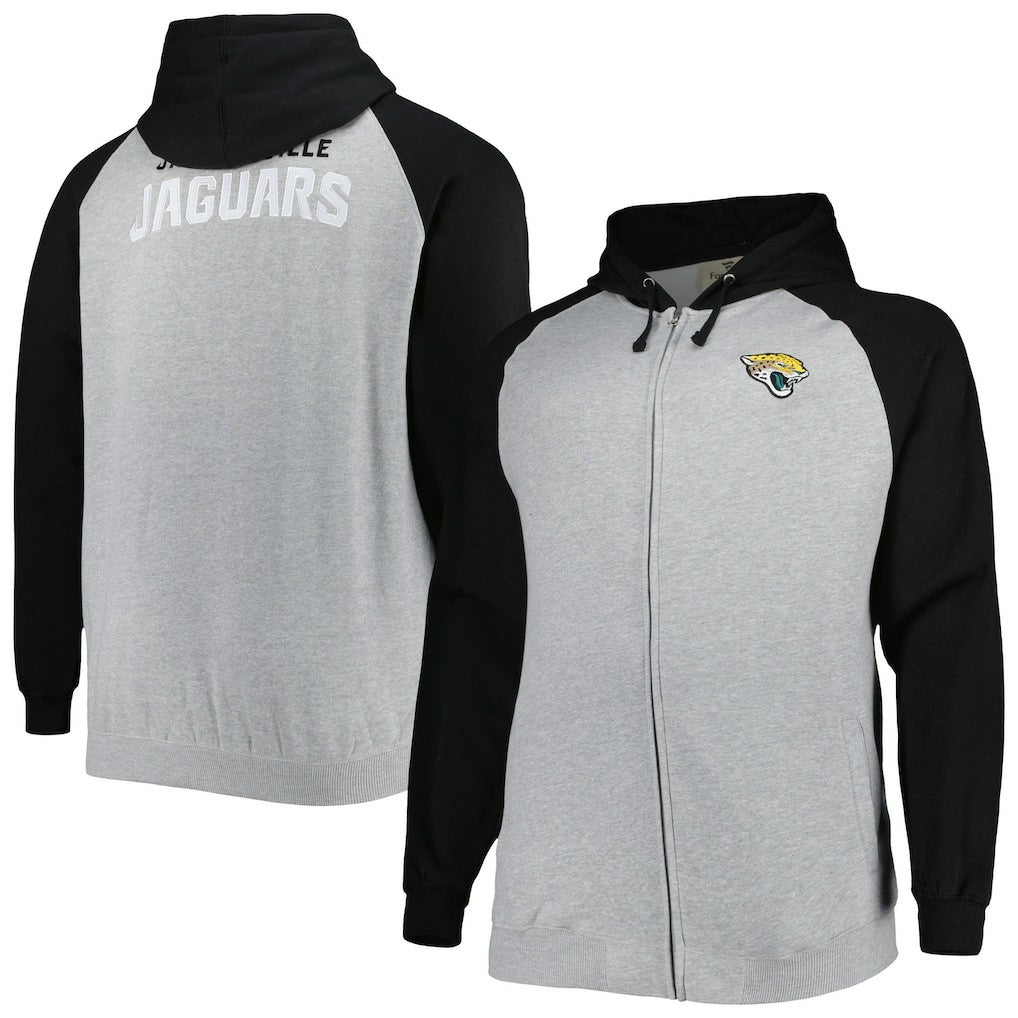 Jacksonville Jaguars Big & Tall Fleece Raglan Full-Zip Hoodie Jacket | NFL Hot