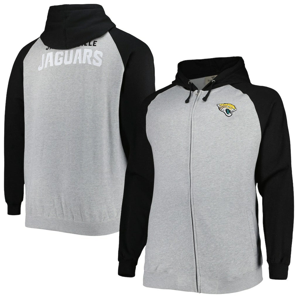 Jacksonville Jaguars Big & Tall Fleece Raglan Full-Zip Hoodie Jacket | NFL Hot