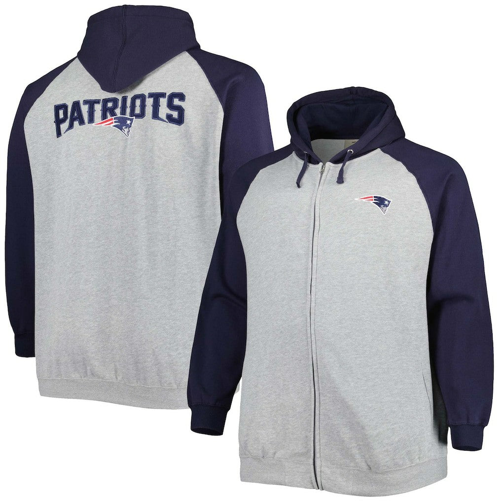 New England Patriots Big & Tall Fleece Raglan Full-Zip Hoodie Jacket | NFL On sale