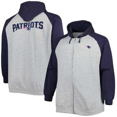 New England Patriots Big & Tall Fleece Raglan Full-Zip Hoodie Jacket | NFL On sale