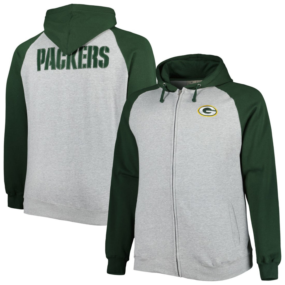 Green Bay Packers Big & Tall Fleece Raglan Full-Zip Hoodie Jacket | NFL US