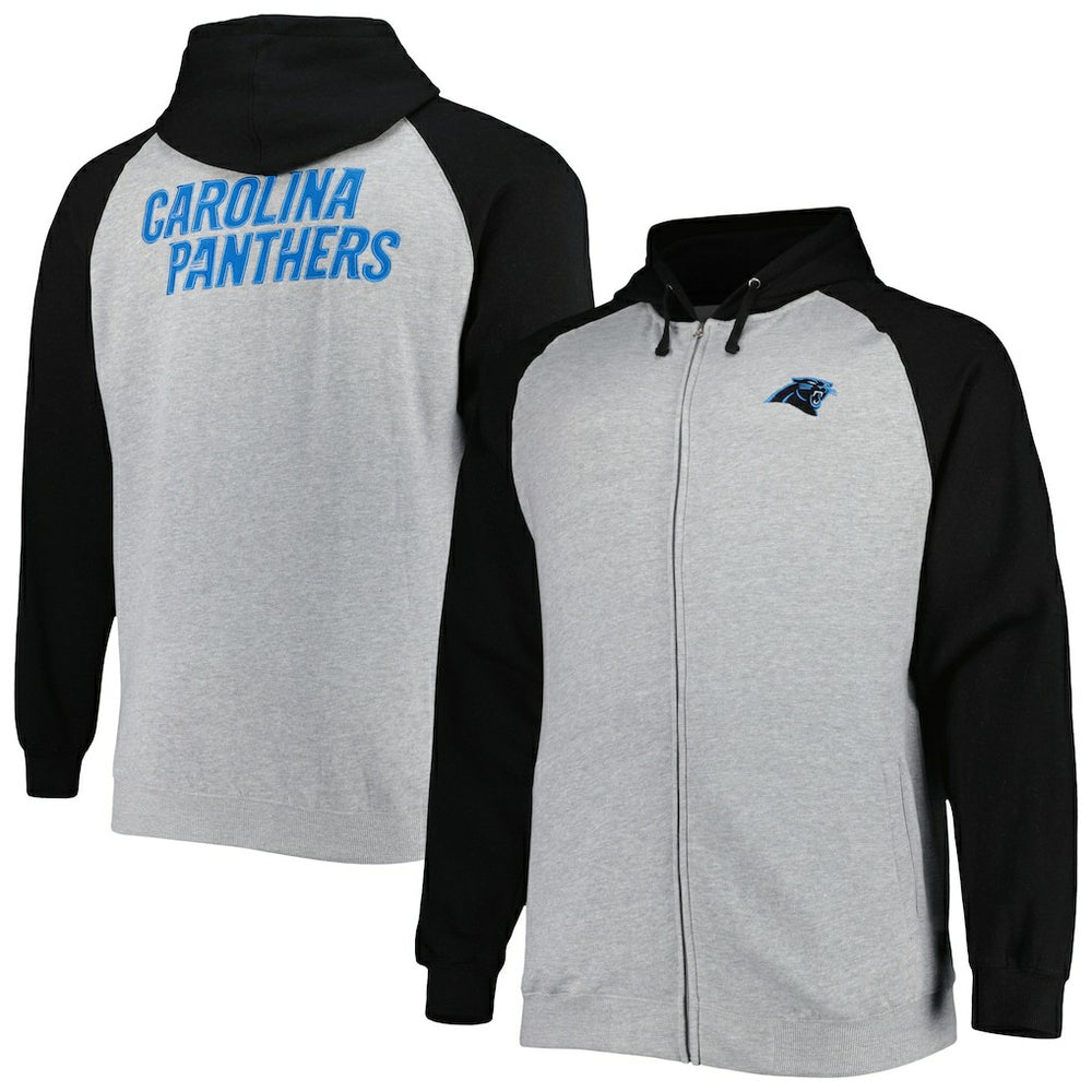 Carolina Panthers Big & Tall Fleece Raglan Full-Zip Hoodie Jacket | NFL New