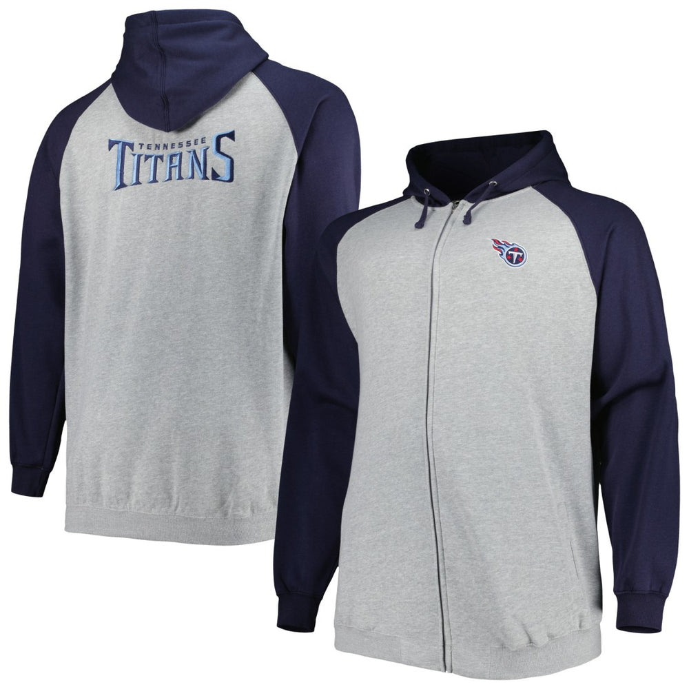 Tennessee Titans Big & Tall Fleece Raglan Full-Zip Hoodie Jacket | NFL Outlet