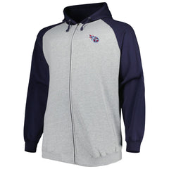 Tennessee Titans Big & Tall Fleece Raglan Full-Zip Hoodie Jacket | NFL Outlet
