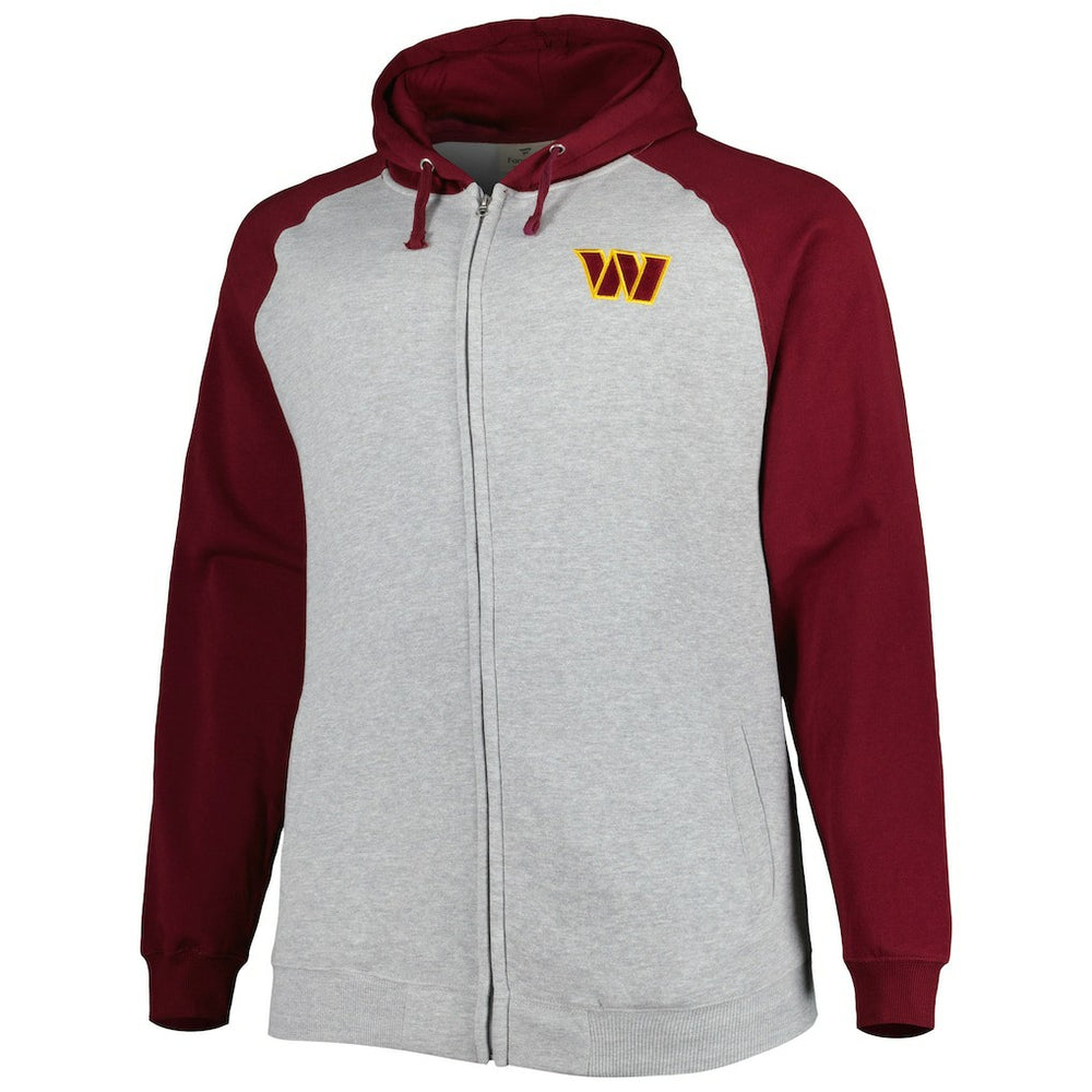 Washington Commanders Big & Tall Fleece Raglan Full-Zip Hoodie Jacket | NFL Online
