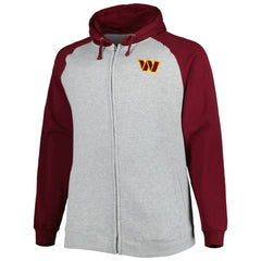 Washington Commanders Big & Tall Fleece Raglan Full-Zip Hoodie Jacket | NFL Online