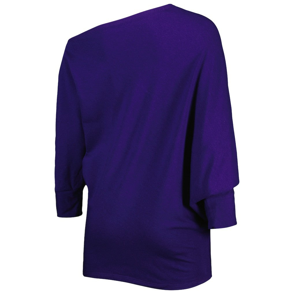 Baltimore Ravens KIYA TOMLIN Women's Twisted Tri-Blend Asymmetrical 3/4-Dolman Sleeve Sweatshirt | NFL Online