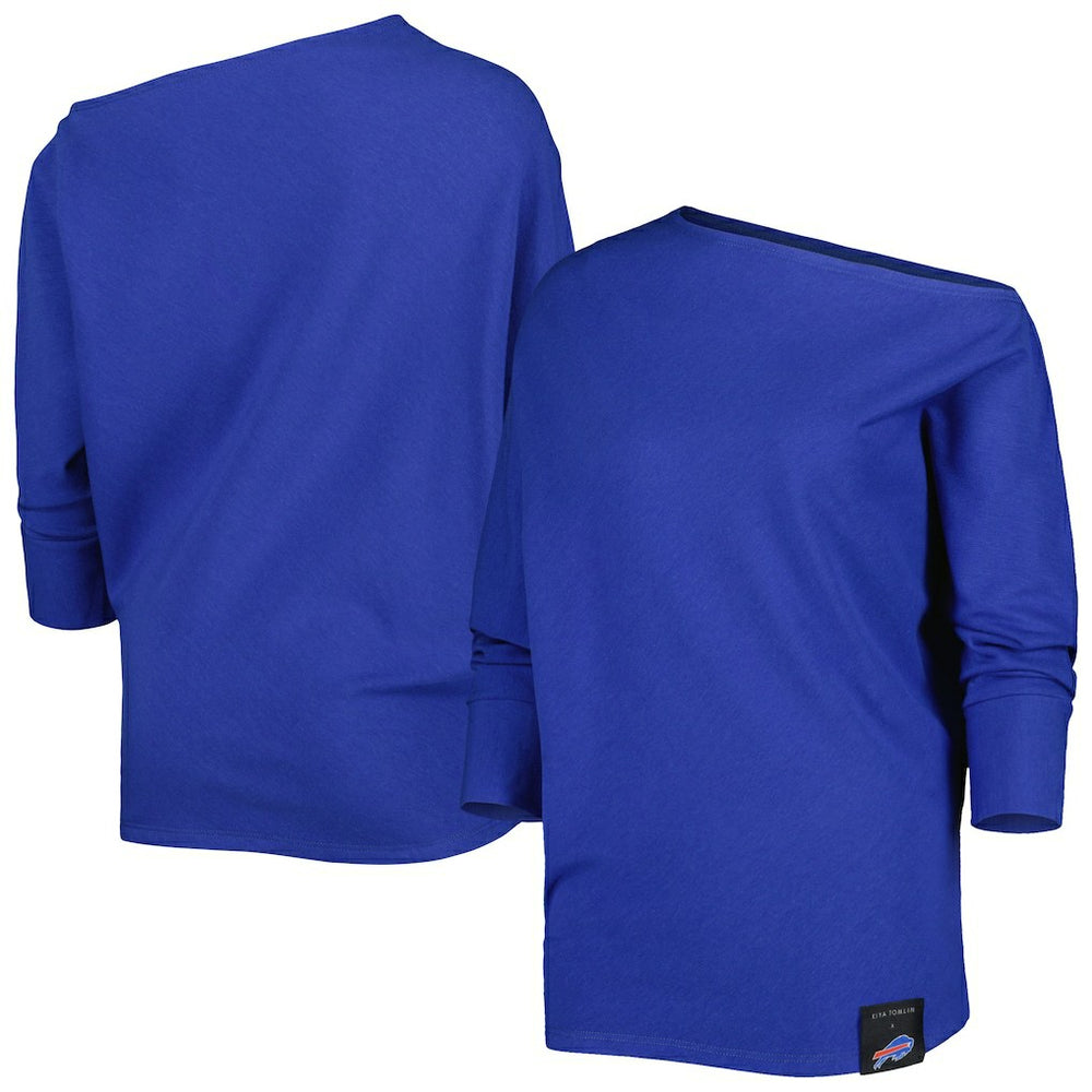 Buffalo Bills KIYA TOMLIN Women's Twisted Tri-Blend Asymmetrical 3/4-Dolman Sleeve Sweatshirt | NFL US
