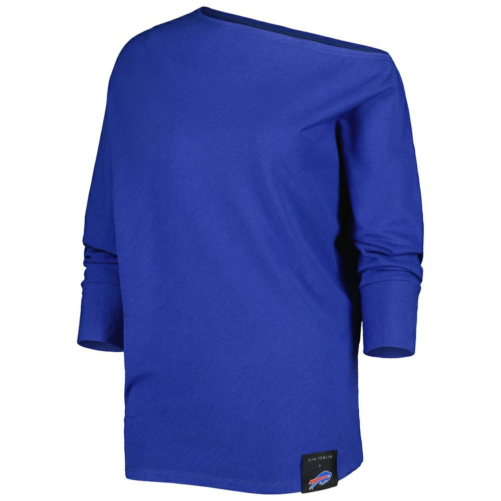 Buffalo Bills KIYA TOMLIN Women's Twisted Tri-Blend Asymmetrical 3/4-Dolman Sleeve Sweatshirt | NFL US