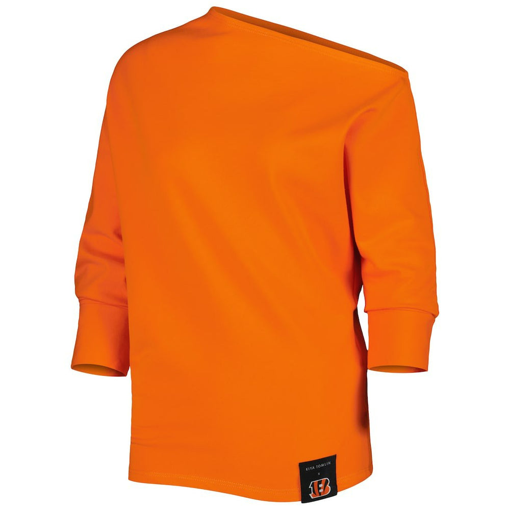 Cincinnati Bengals KIYA TOMLIN Women's Twisted Tri-Blend Asymmetrical 3/4-Dolman Sleeve Sweatshirt | NFL US