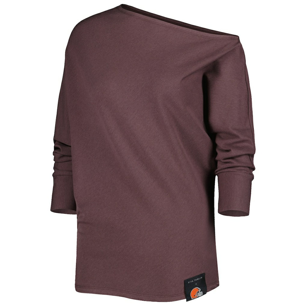 Cleveland Browns KIYA TOMLIN Women's Twisted Tri-Blend Asymmetrical 3/4-Dolman Sleeve Sweatshirt | NFL Online