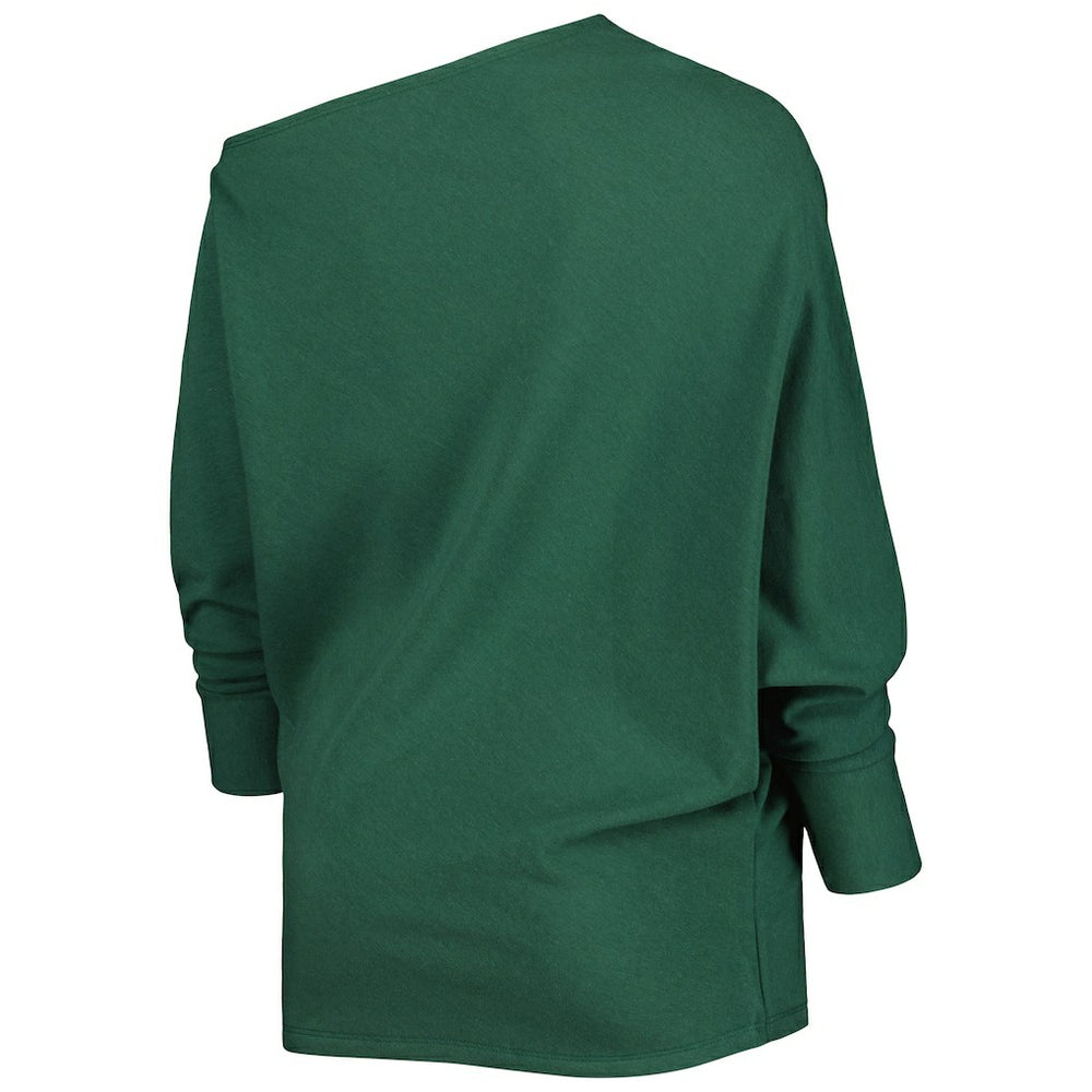 Green Bay Packers KIYA TOMLIN Women's Twisted Tri-Blend Asymmetrical 3/4-Dolman Sleeve Sweatshirt | NFL Discount