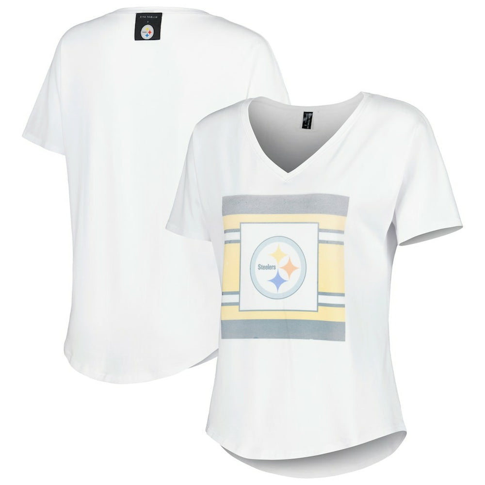 Pittsburgh Steelers KIYA TOMLIN Women's Tri-Blend V-Neck T-Shirt | NFL New
