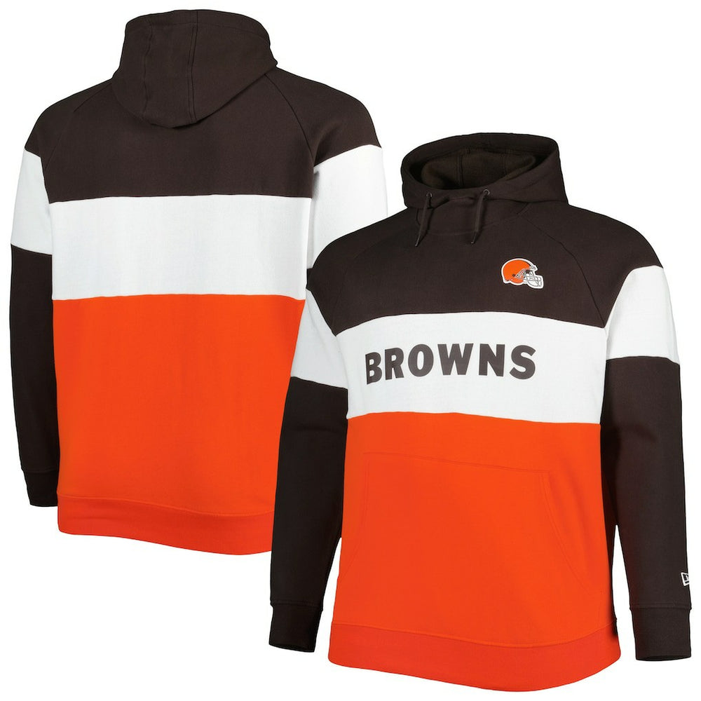 Cleveland Browns Big & Tall Current Team Colorblock Fleece Raglan Pullover Hoodie | NFL Outlet
