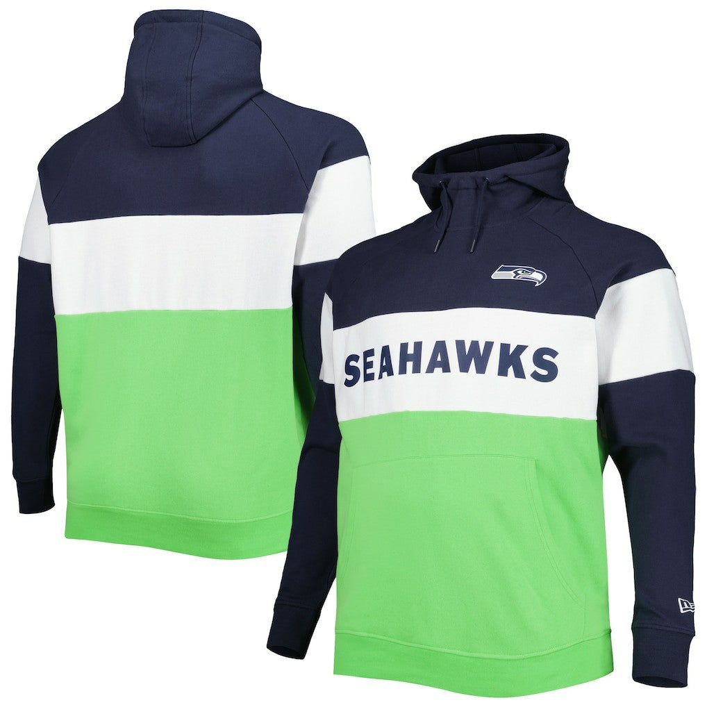 Seattle Seahawks Big & Tall Current Team Colorblock Fleece Raglan Pullover Hoodie | NFL Discount