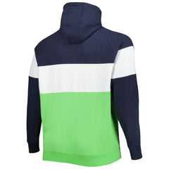 Seattle Seahawks Big & Tall Current Team Colorblock Fleece Raglan Pullover Hoodie | NFL Discount