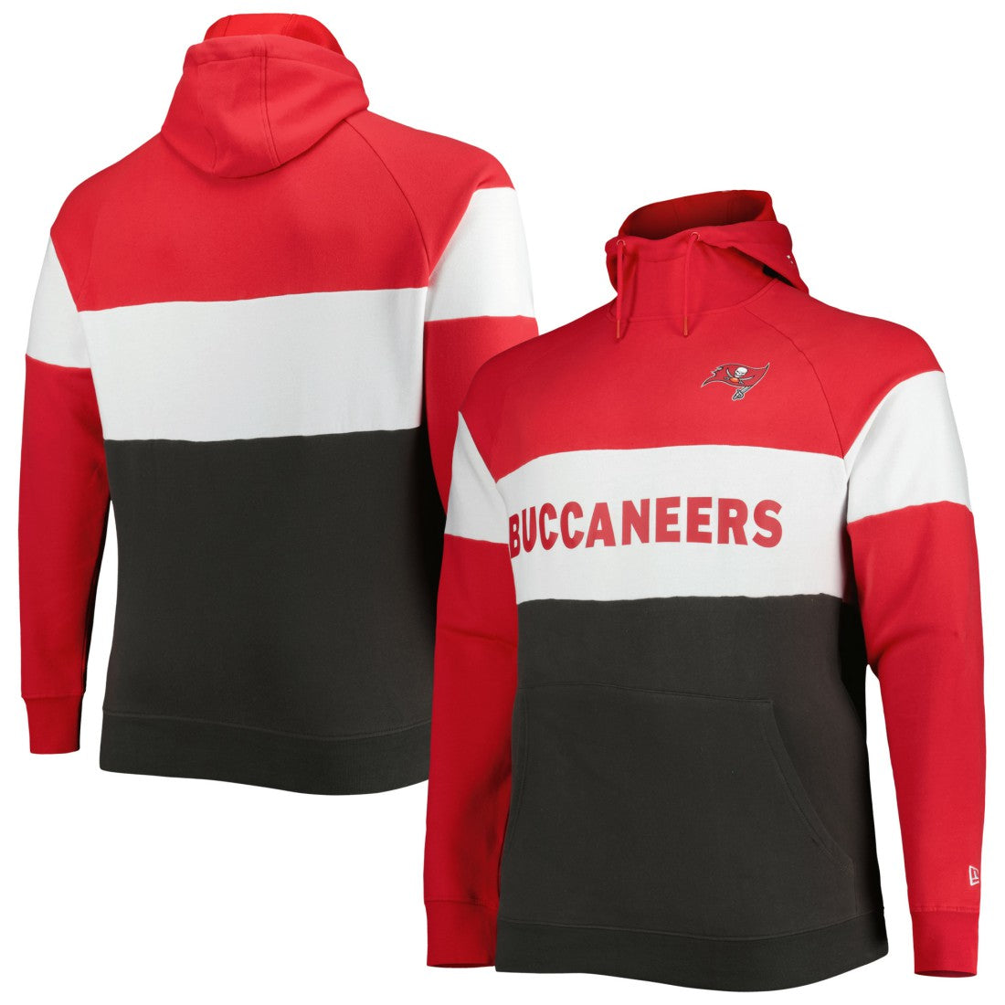 Tampa Bay Buccaneers Big & Tall Current Team Colorblock Fleece Raglan Pullover Hoodie | NFL New