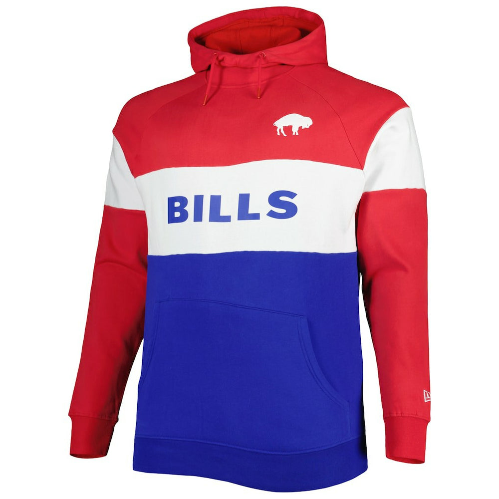 Buffalo Bills Big & Tall Throwback Colorblock Fleece Raglan Pullover Hoodie | NFL Outlet