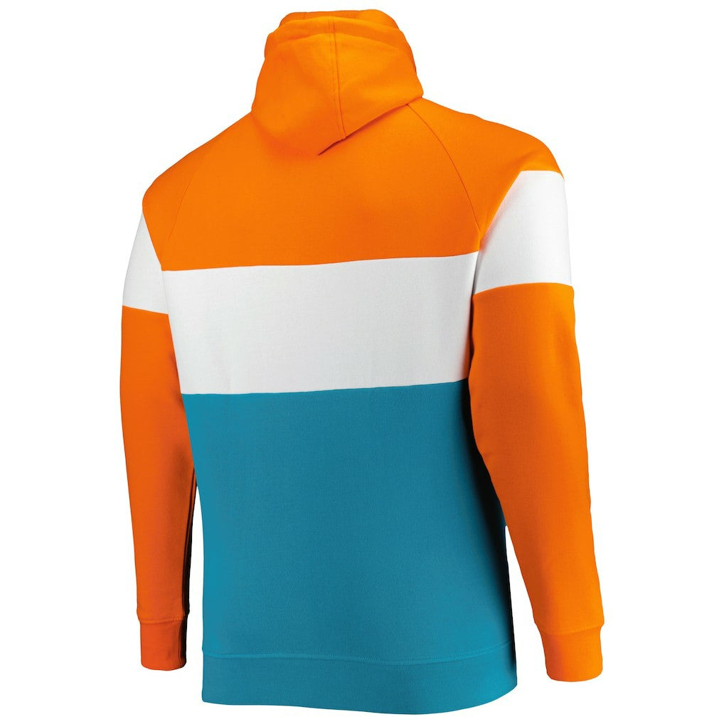 Miami Dolphins Big & Tall Throwback Colorblock Raglan Pullover Hoodie | NFL US