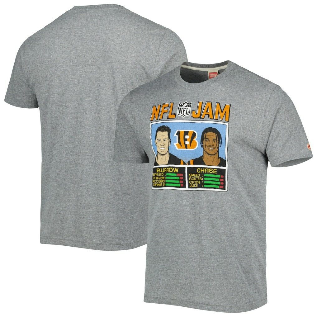 Cincinnati Bengals Ja'Marr Chase & Joe Burrow  Homage Unisex NFL Jam Tri-Blend T-Shirt | NFL Sale