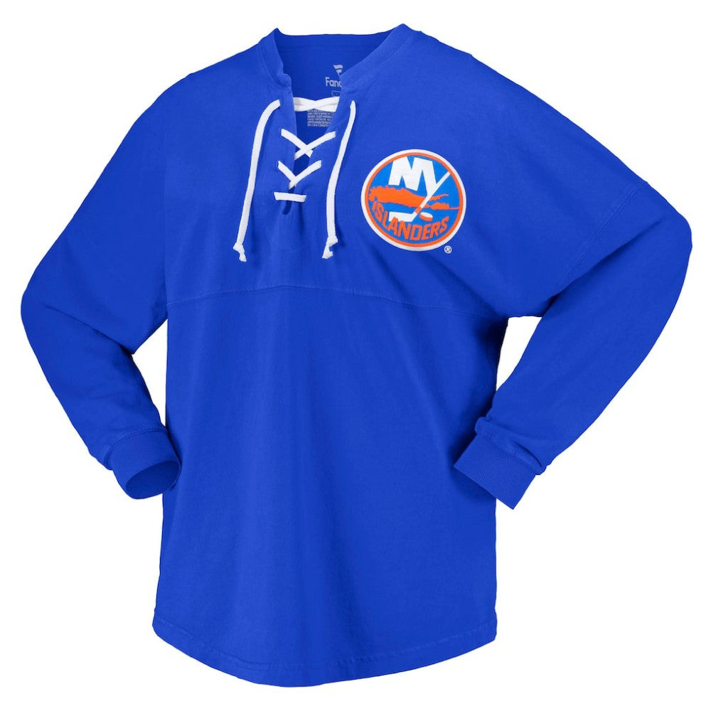 New York Islanders Fanatics Women's Spirit Lace-Up V-Neck Long Sleeve Jersey T-Shirt -  NHL T-shirts