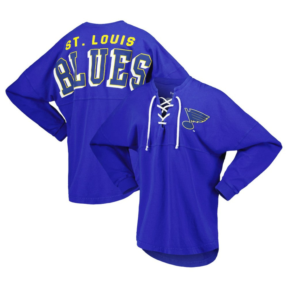 St. Louis Blues Fanatics Women's Spirit Lace-Up V-Neck Long Sleeve Jersey T-Shirt -  NHL T-shirts