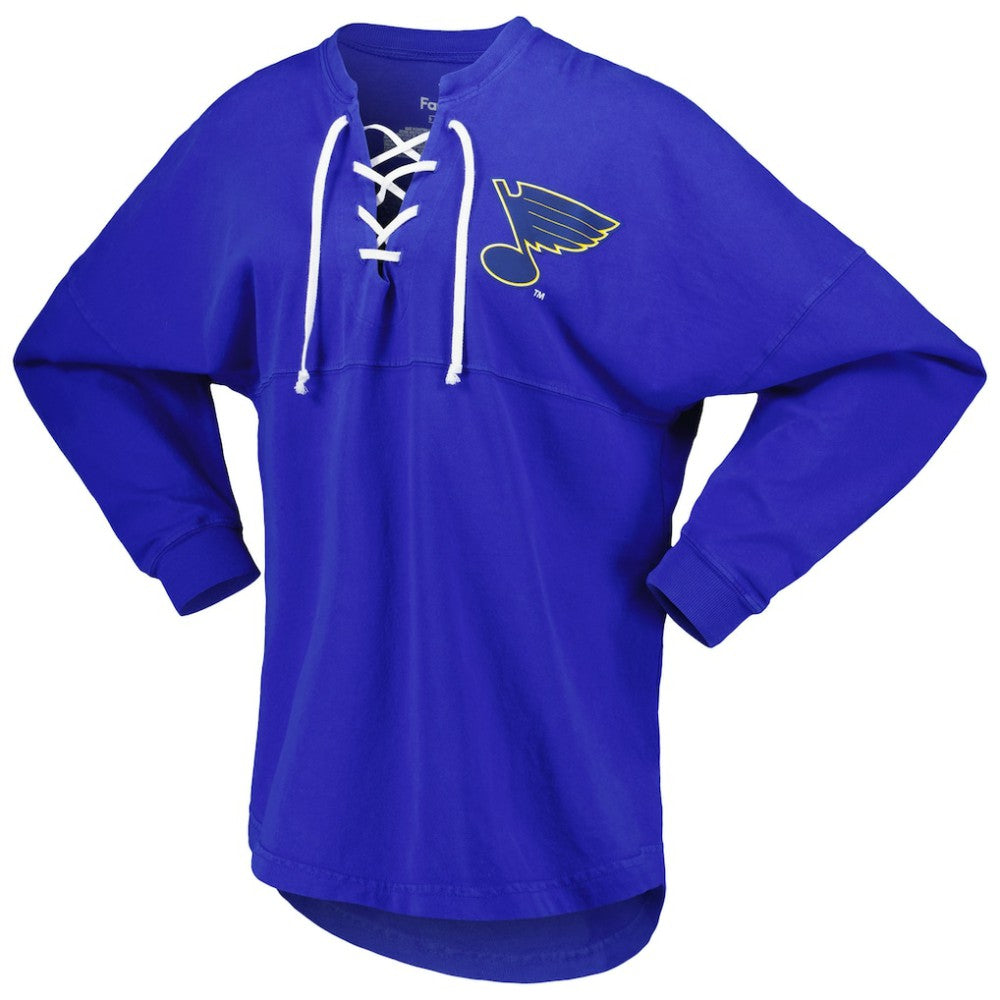St. Louis Blues Fanatics Women's Spirit Lace-Up V-Neck Long Sleeve Jersey T-Shirt -  NHL T-shirts