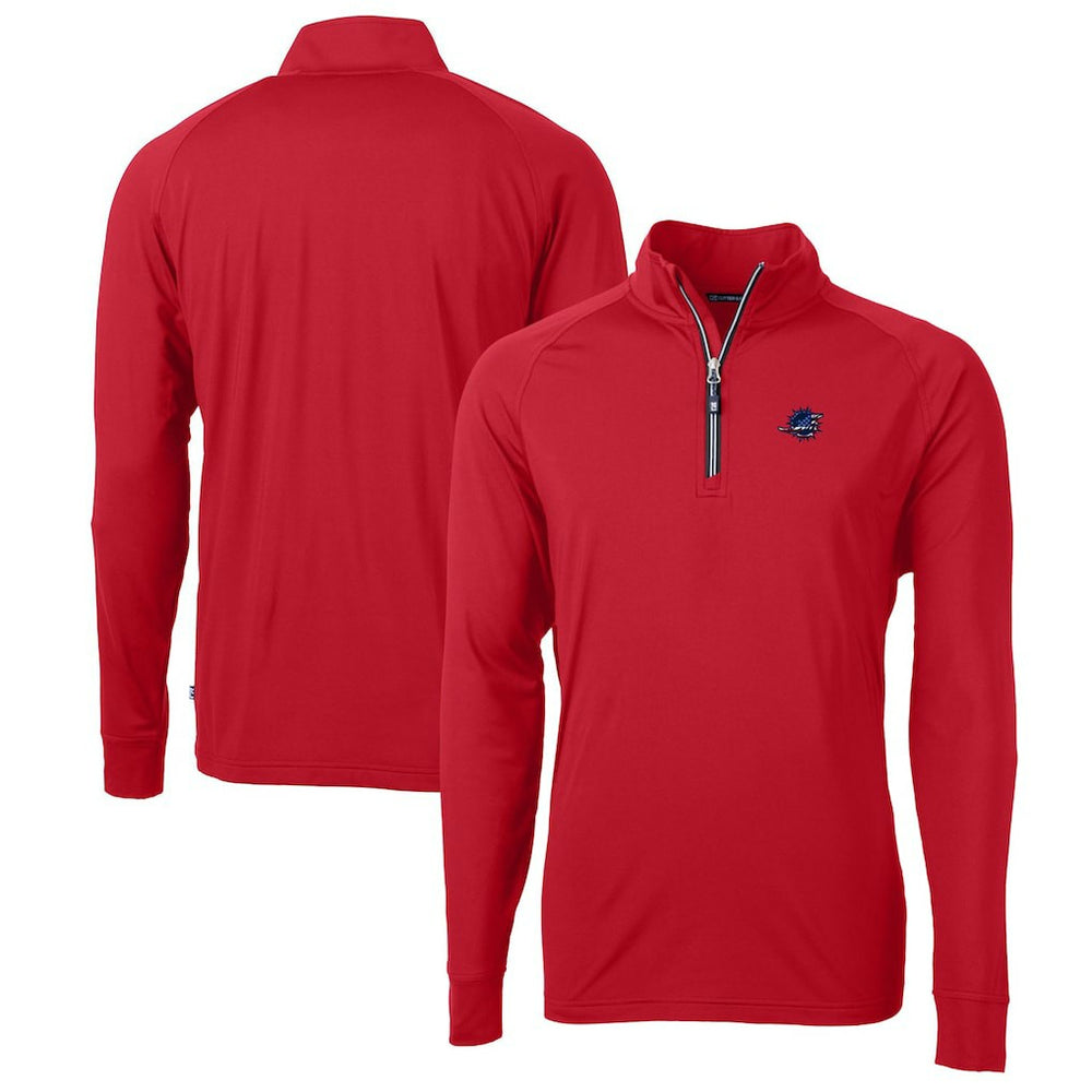 Miami Dolphins Cutter & Buck Big & Tall Adapt Eco Knit Stretch Recycled Quarter-Zip Pullover Top | NFL New