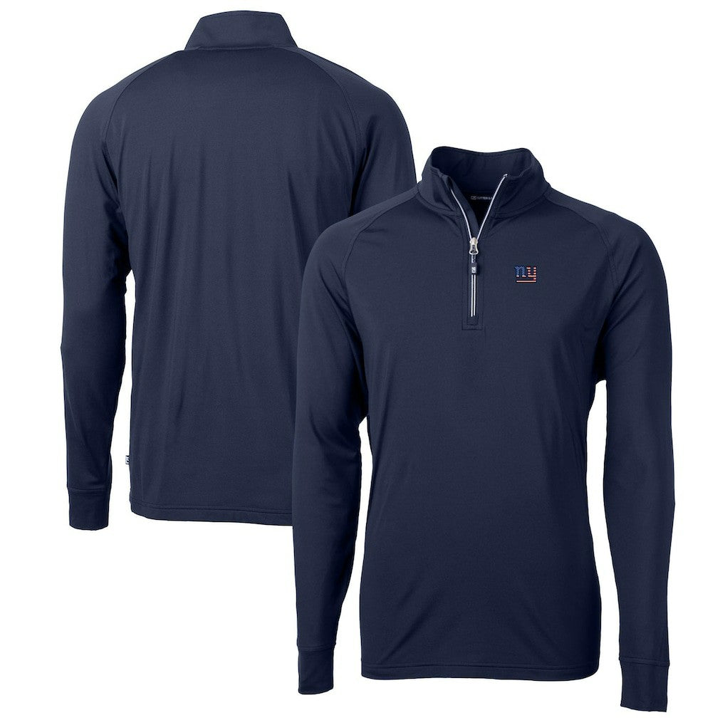 New York Giants Cutter & Buck Big & Tall Adapt Eco Knit Stretch Recycled Quarter-Zip Pullover Top | NFL New