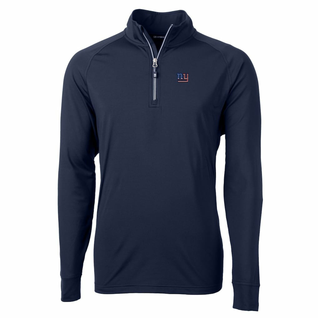 New York Giants Cutter & Buck Big & Tall Adapt Eco Knit Stretch Recycled Quarter-Zip Pullover Top | NFL New