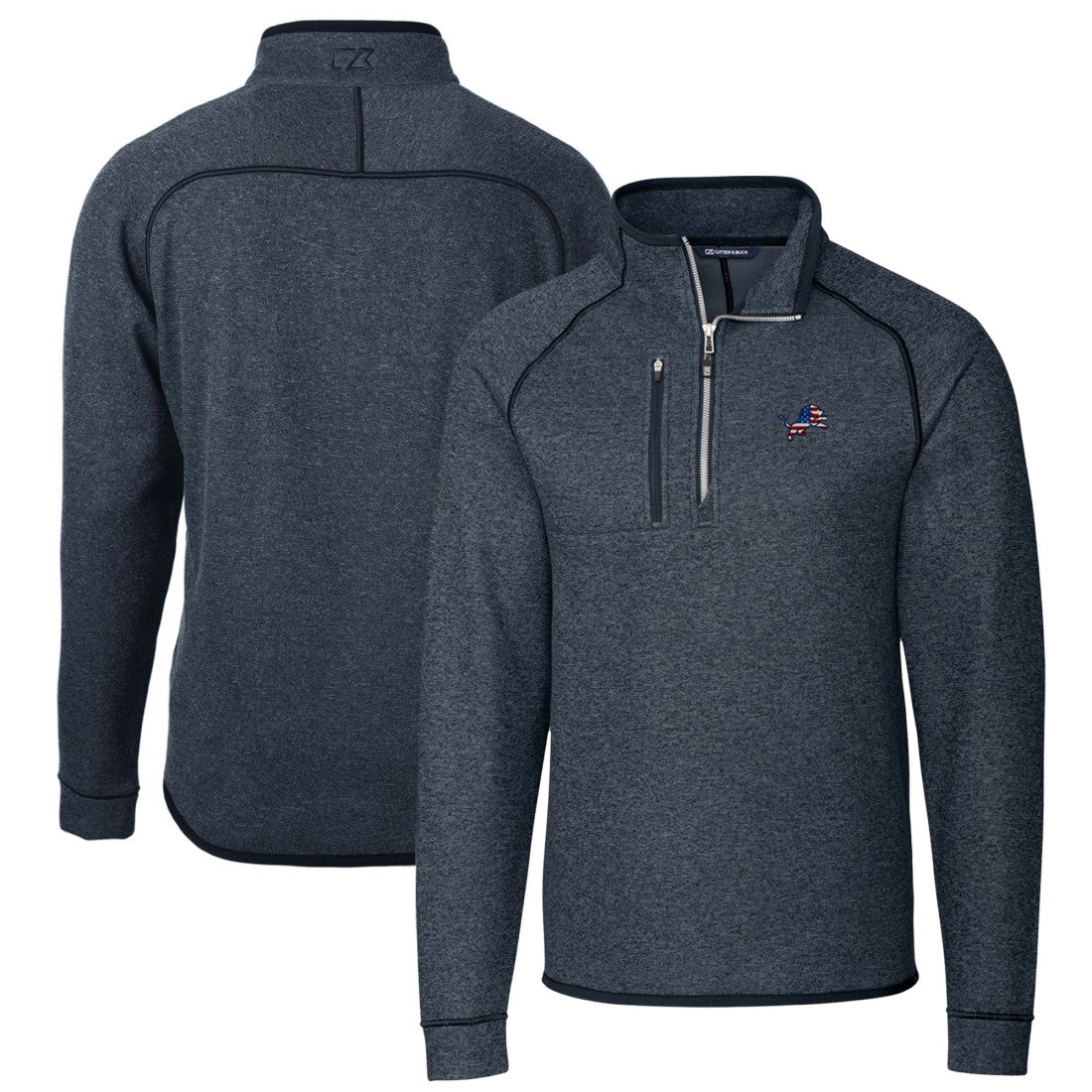 Detroit Lions Cutter & Buck Big & Tall Mainsail Sweater Knit Half-Zip Pullover Jacket | NFL Sale