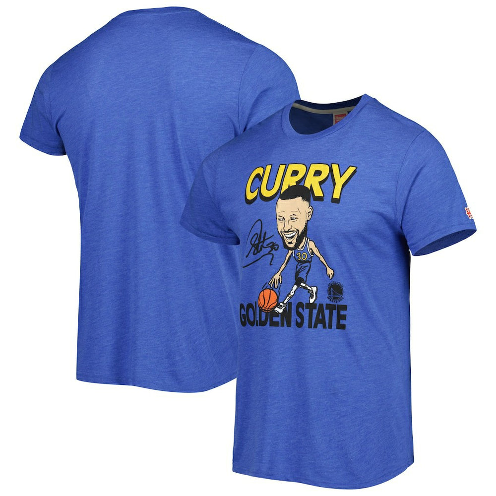 Royal Stephen Curry Golden State Warriors Homage Player Caricature Tri-Blend T-Shirt sale | NBA