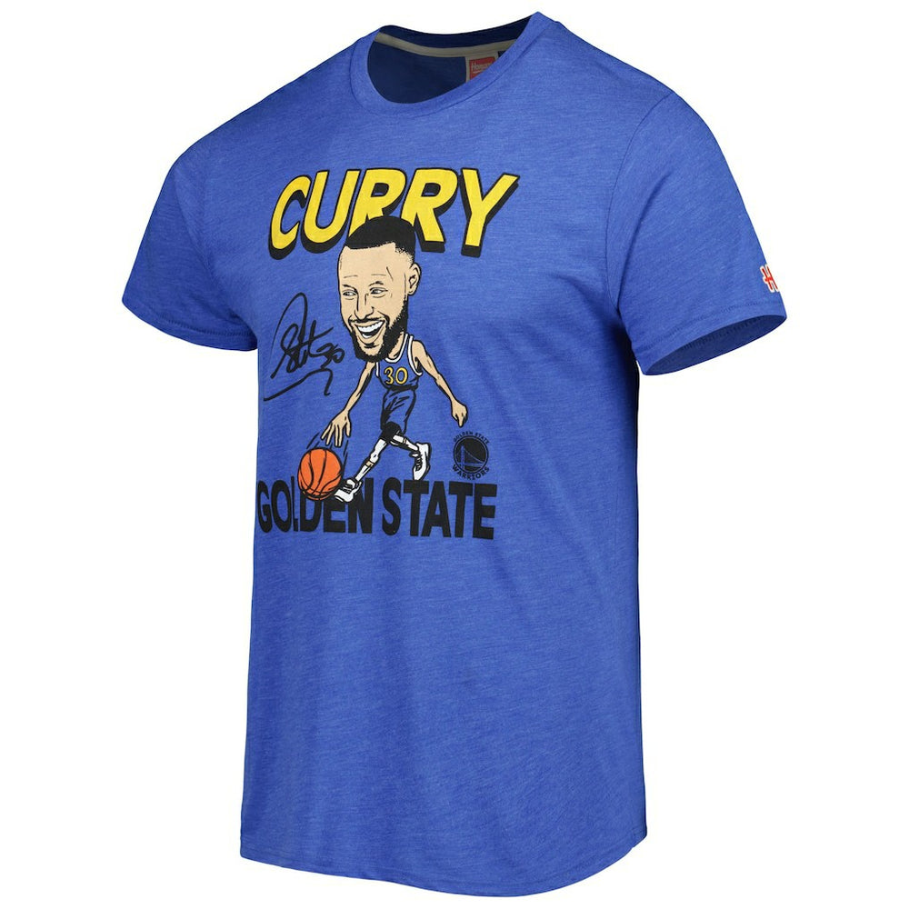 Royal Stephen Curry Golden State Warriors Homage Player Caricature Tri-Blend T-Shirt sale | NBA