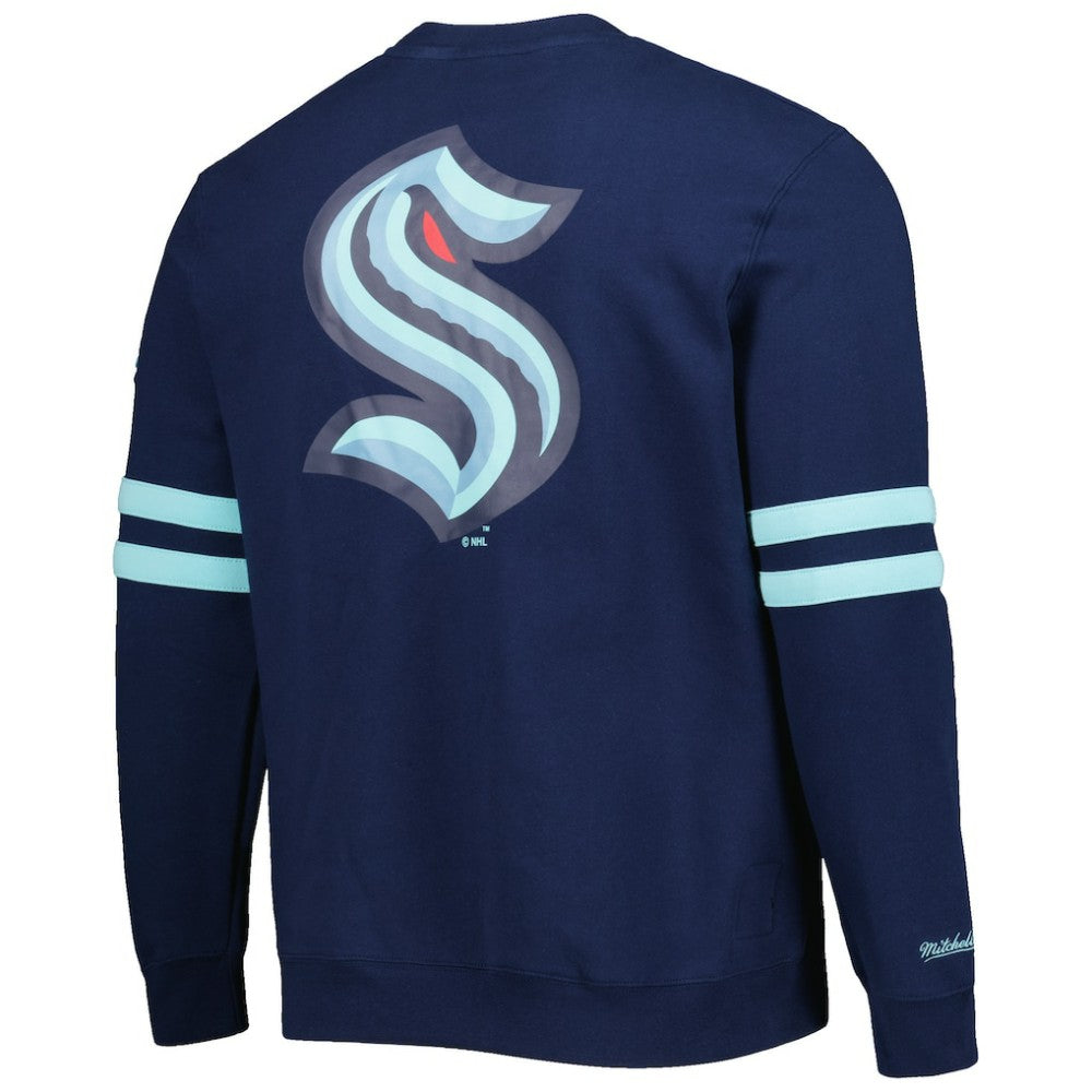 Seattle Kraken Mitchell & Ness Allover Logo Pullover Sweatshirt -  NHL Sweatshirts