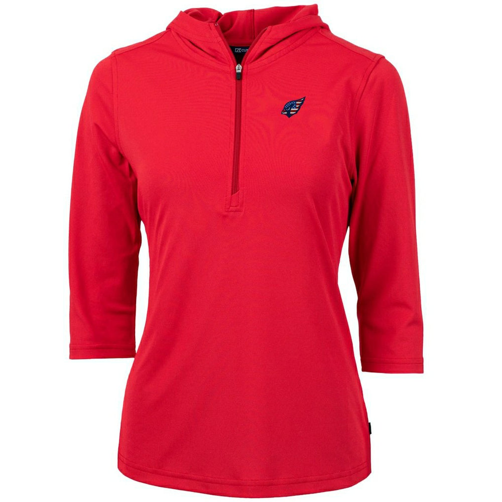Arizona Cardinals Cutter & Buck Women's Virtue Eco Pique 3/4 Sleeve Half-Zip Pullover Hoodie | NFL New