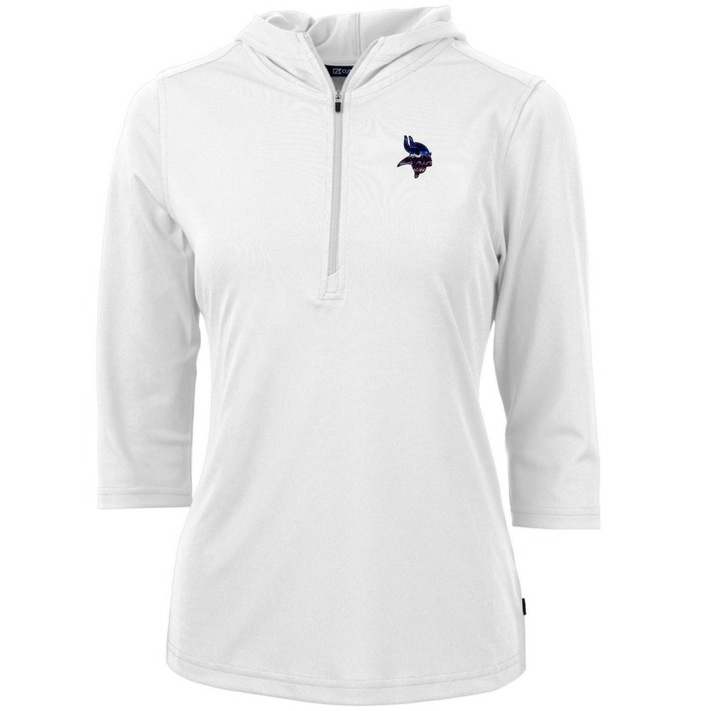 Minnesota Vikings Cutter & Buck Women's Virtue Eco Pique 3/4 Sleeve Half-Zip Pullover Hoodie | NFL US