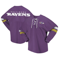 Baltimore Ravens Women's Spirit Jersey Lace-Up V-Neck Long Sleeve T-Shirt | NFL New