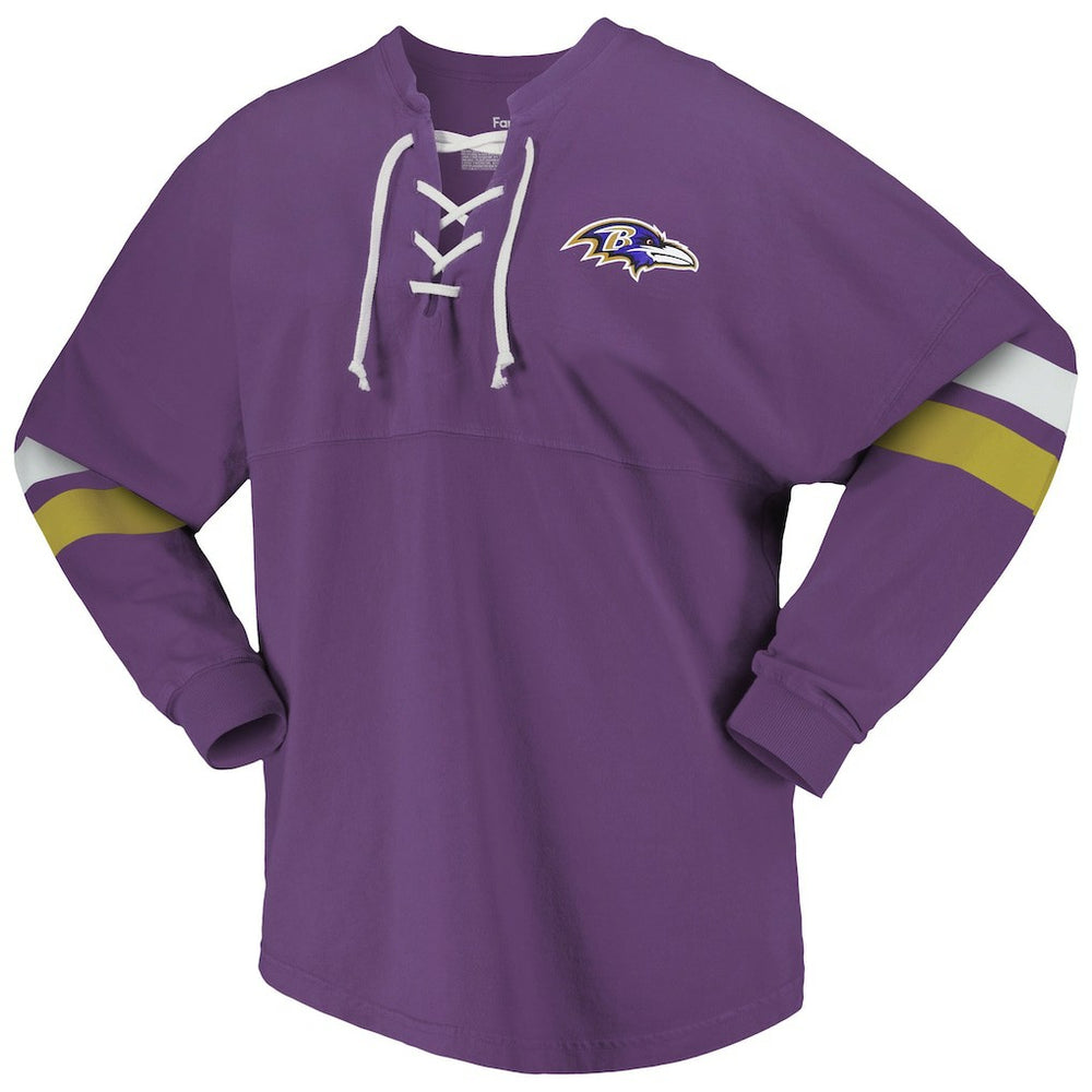 Baltimore Ravens Women's Spirit Jersey Lace-Up V-Neck Long Sleeve T-Shirt | NFL New